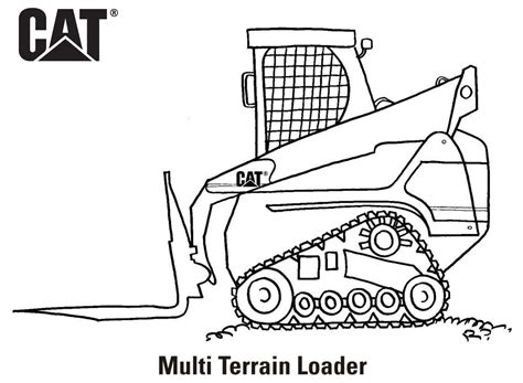 cat skid steer coloring page|printable digger coloring pages.